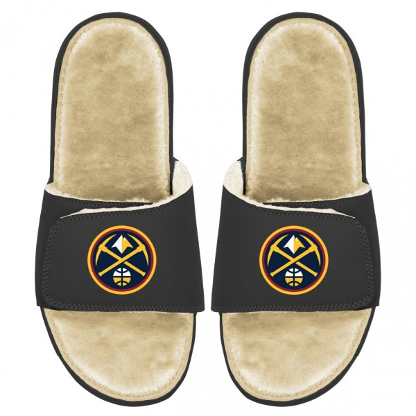Шлепки Denver Nuggets ISlide Men's Faux Fur - Black/Tan