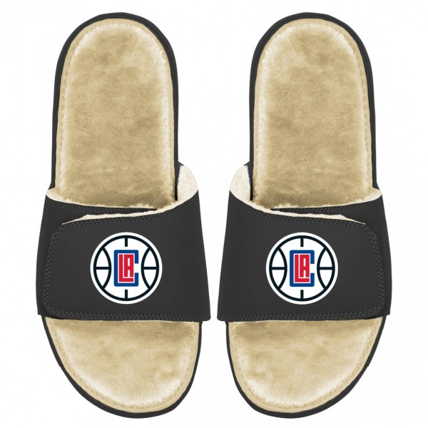 Шлепки LA Clippers ISlide Men's Faux Fur - Black/Tan