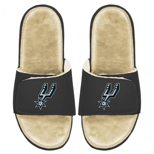 Шлепки San Antonio Spurs ISlide Men's Faux Fur - Black/Tan