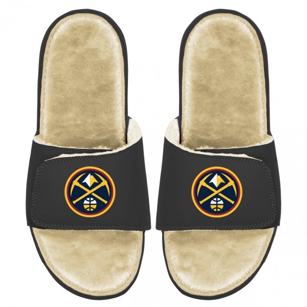 Детские шлепки Denver Nuggets ISlide Faux Fur - Black/Tan