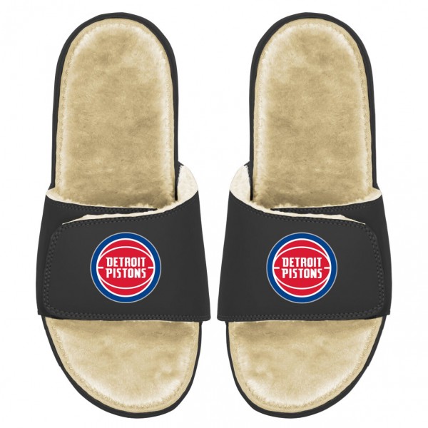 Детские шлепки Detroit Pistons ISlide Faux Fur - Black/Tan