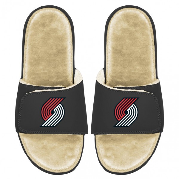 Детские шлепки Portland Trail Blazers ISlide Faux Fur - Black/Tan
