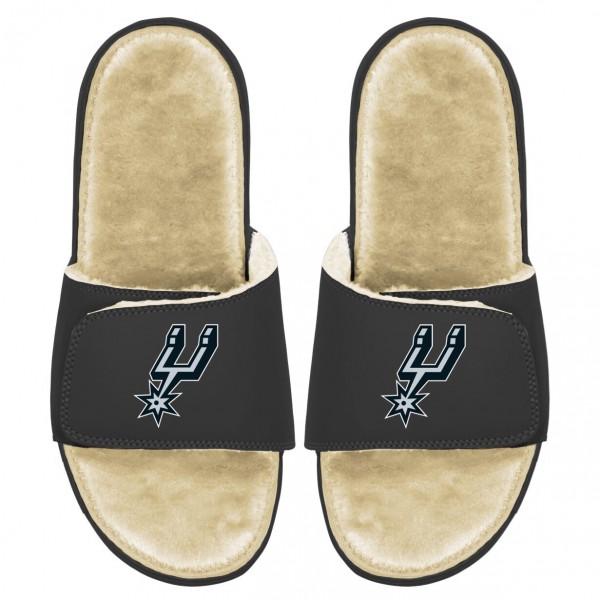 Детские шлепки San Antonio Spurs ISlide Faux Fur - Black/Tan