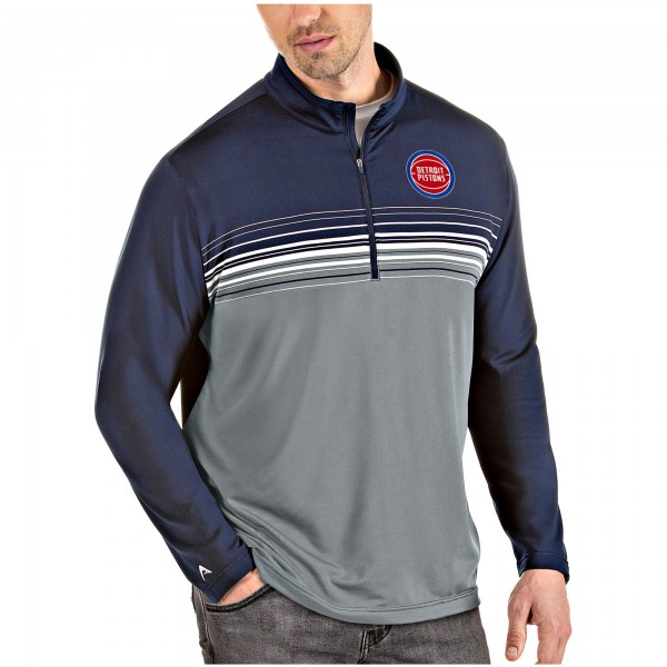 Толстовка на короткой молнии Detroit Pistons Antigua Pace - Navy/Gray