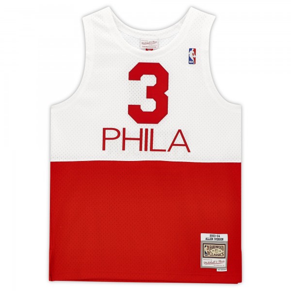 Autographed Philadelphia 76ers Allen Iverson Fanatics Authentic Mitchell & Ness Red and White 2003-04 Swingman Jersey