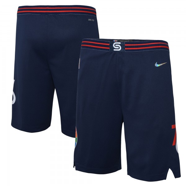 Детские шорты Philadelphia 76ers Nike 2021/22 City Edition Courtside Swingman - Navy - атрибутика NBA