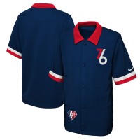 Футболка на кнопках Philadelphia 76ers Nike Youth 2021/22 City Edition Therma Flex Collar - Navy