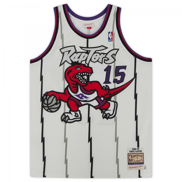 Autographed Toronto Raptors Vince Carter Fanatics Authentic White 1998 Mitchell & Ness Authentic Jersey