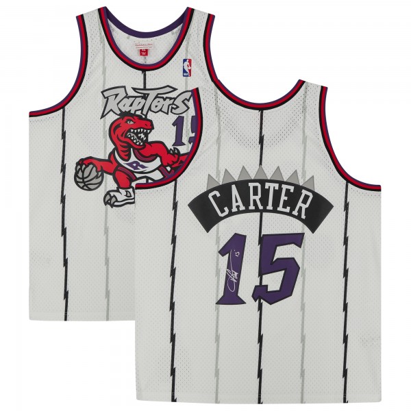 Autographed Toronto Raptors Vince Carter Fanatics Authentic White 1998 Mitchell & Ness Swingman Jersey