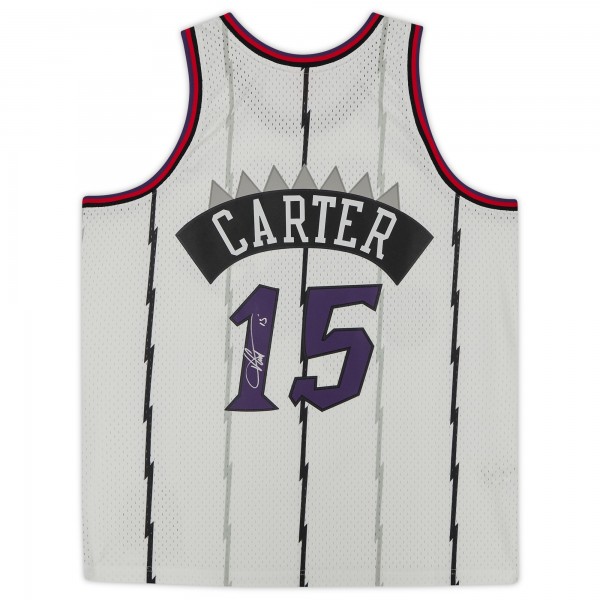 Autographed Toronto Raptors Vince Carter Fanatics Authentic White 1998 Mitchell & Ness Swingman Jersey