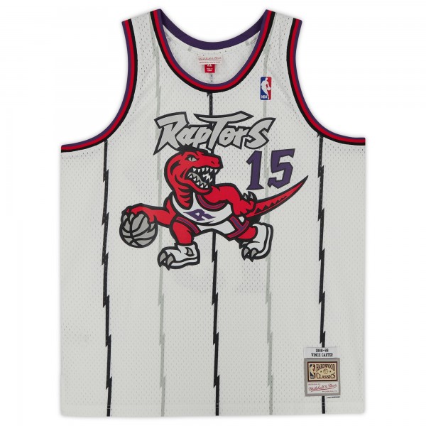 Autographed Toronto Raptors Vince Carter Fanatics Authentic White 1998 Mitchell & Ness Swingman Jersey