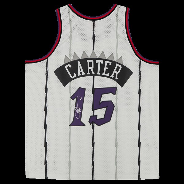 Autographed Toronto Raptors Vince Carter Fanatics Authentic White 1998 Mitchell & Ness Swingman Jersey