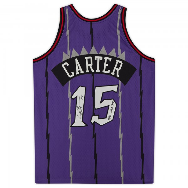 Autographed Toronto Raptors Vince Carter Fanatics Authentic Purple 1998 Mitchell & Ness Authentic Jersey with 98/99 NBA ROY Inscription