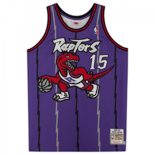 Autographed Toronto Raptors Vince Carter Fanatics Authentic Purple 1998 Mitchell & Ness Authentic Jersey with 98/99 NBA ROY Inscription