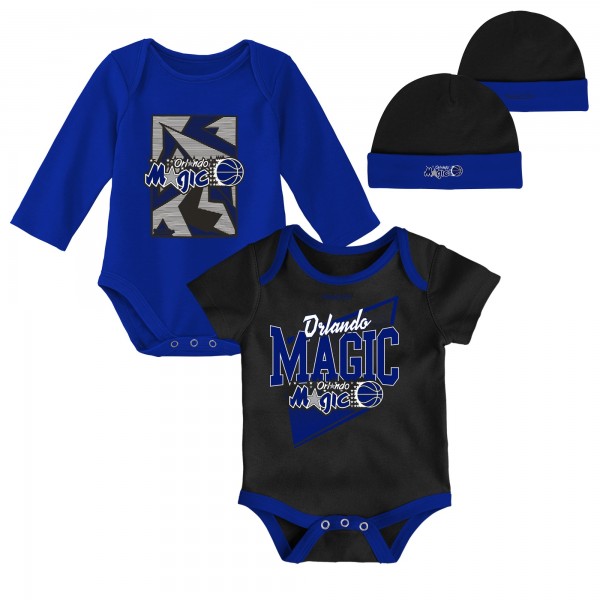 Малышам боди и шапочка Orlando Magic Mitchell & Ness Black/Blue Hardwood Classics