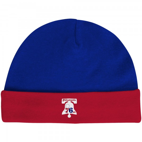 Малышам Philadelphia 76ers Mitchell & Ness Royal/Red Hardwood Classics Bodysuits & Cuffed Knit Hat Set
