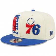 Бейсболка Philadelphia 76ers New Era 2022 NBA Draft 9FIFTY - Cream/Royal