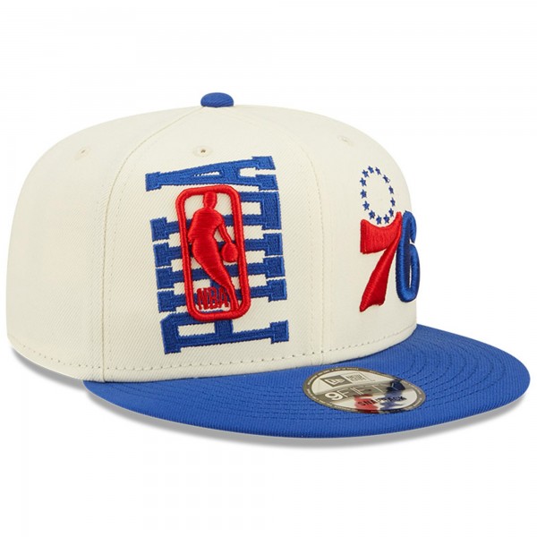 Бейсболка Philadelphia 76ers New Era 2022 NBA Draft 9FIFTY - Cream/Royal