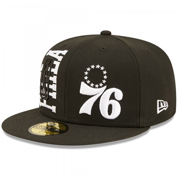 Бейсболка Philadelphia 76ers New Era 2022 NBA Draft 59FIFTY - Black/White