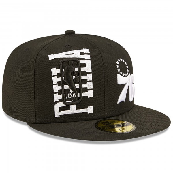 Бейсболка Philadelphia 76ers New Era 2022 NBA Draft 59FIFTY - Black/White