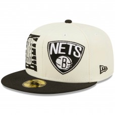 Бейсболка Brooklyn Nets New Era 2022 NBA Draft 59FIFTY - Cream/Black