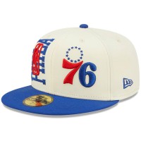 Бейсболка Philadelphia 76ers New Era 2022 NBA Draft 59FIFTY - Cream/Royal