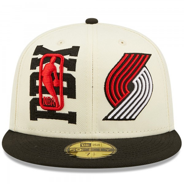 Бейсболка Portland Trail Blazers New Era 2022 NBA Draft 59FIFTY - Cream/Black