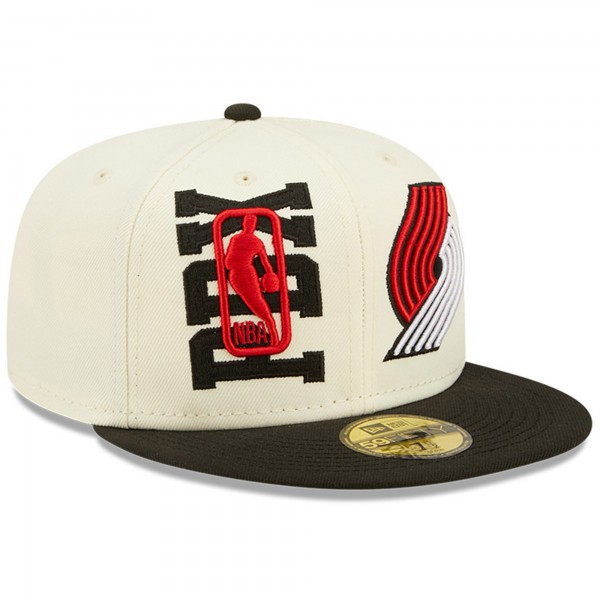 Бейсболка Portland Trail Blazers New Era 2022 NBA Draft 59FIFTY - Cream/Black