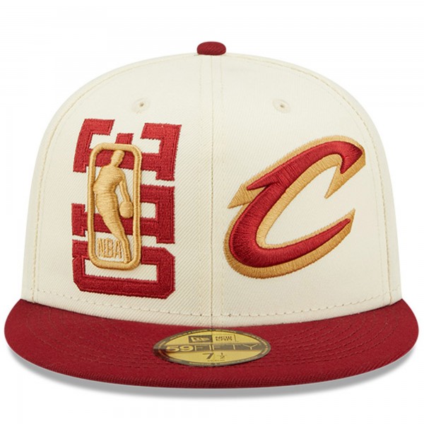 Бейсболка Cleveland Cavaliers New Era 2022 NBA Draft 59FIFTY - Cream/Wine