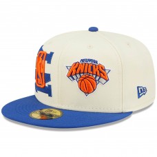 Бейсболка New York Knicks New Era 2022 NBA Draft 59FIFTY - Cream/Blue