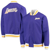 Los Angeles Lakers Mitchell & Ness Purple Hardwood Classics 75th Anniversary Authentic Warmup Full-Snap Jacket
