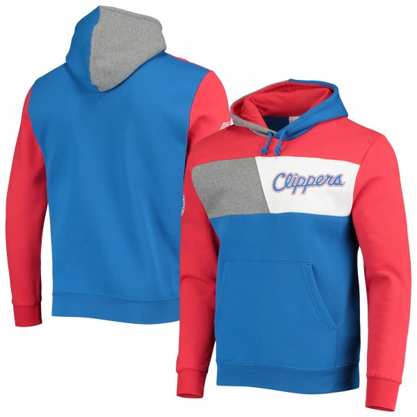 Толстовка флисовая LA Clippers Mitchell & Ness Hardwood Classics Colorblock - Royal - фирменная одежда NBA