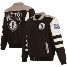 Куртка двусторонняя Brooklyn Nets JH Design Stripe Colorblock Nylon - Black