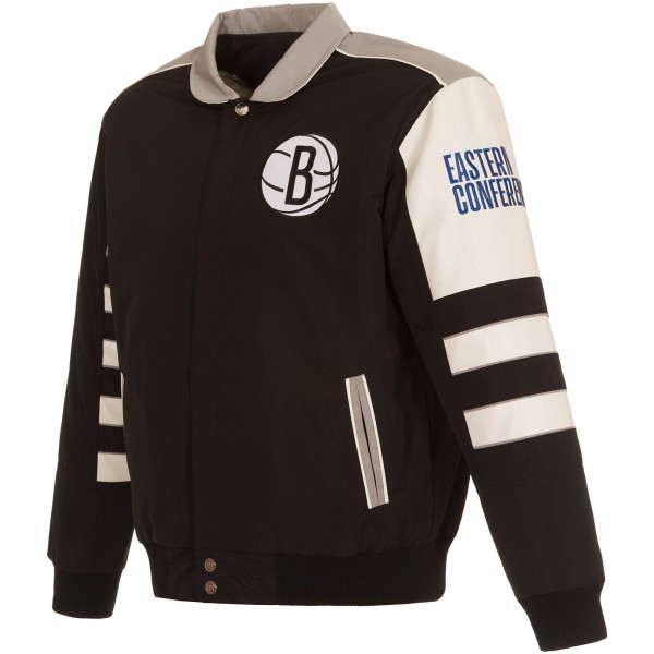 Куртка двусторонняя Brooklyn Nets JH Design Stripe Colorblock Nylon - Black