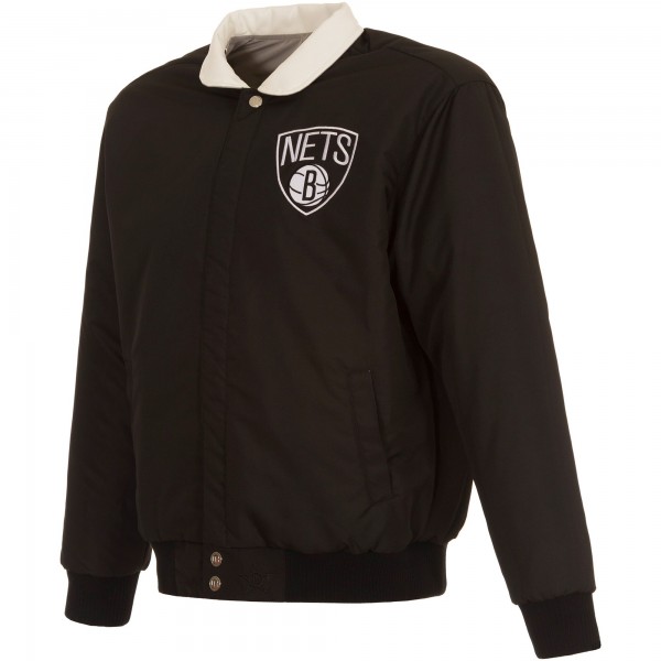 Куртка двусторонняя Brooklyn Nets JH Design Stripe Colorblock Nylon - Black