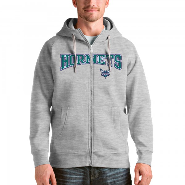 Толстовка на молнии Charlotte Hornets Antigua Victory - Heathered Gray - фирменная одежда NBA