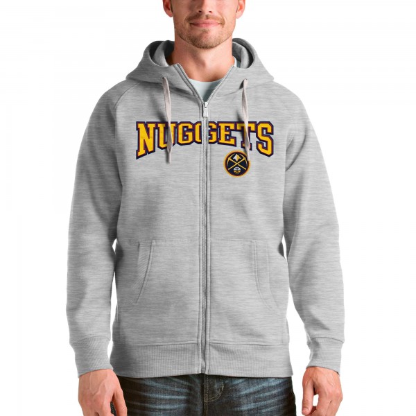 Толстовка на молнии Denver Nuggets Antigua Victory - Heathered Gray - фирменная одежда NBA