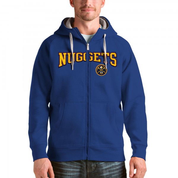 Толстовка на молнии Denver Nuggets Antigua Victory - Royal - фирменная одежда NBA