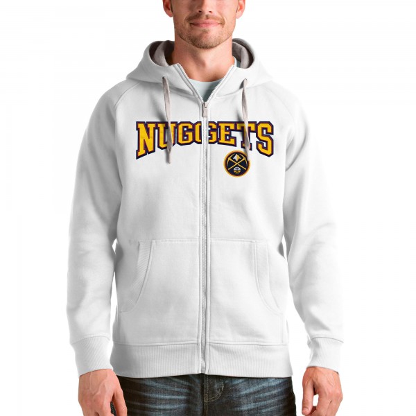 Толстовка на молнии Denver Nuggets Antigua Victory - White - фирменная одежда NBA