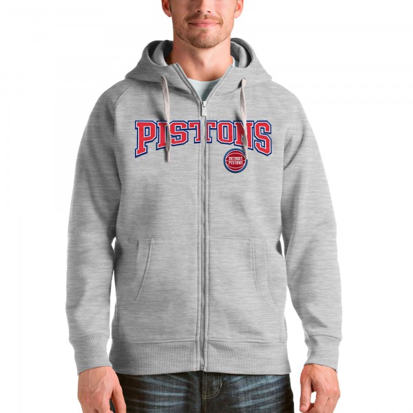 Толстовка на молнии Detroit Pistons Antigua Victory - Heathered Gray - фирменная одежда NBA