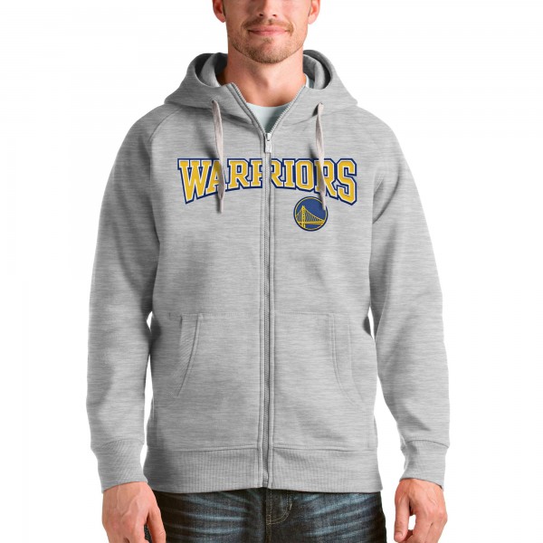 Golden State Warriors Antigua Heathered Gray Victory Full-Zip Hoodie