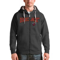 Miami Heat Antigua Charcoal Victory Full-Zip Hoodie