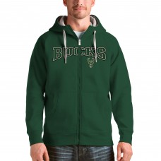Milwaukee Bucks Antigua Hunter Green Team Victory Full-Zip Hoodie