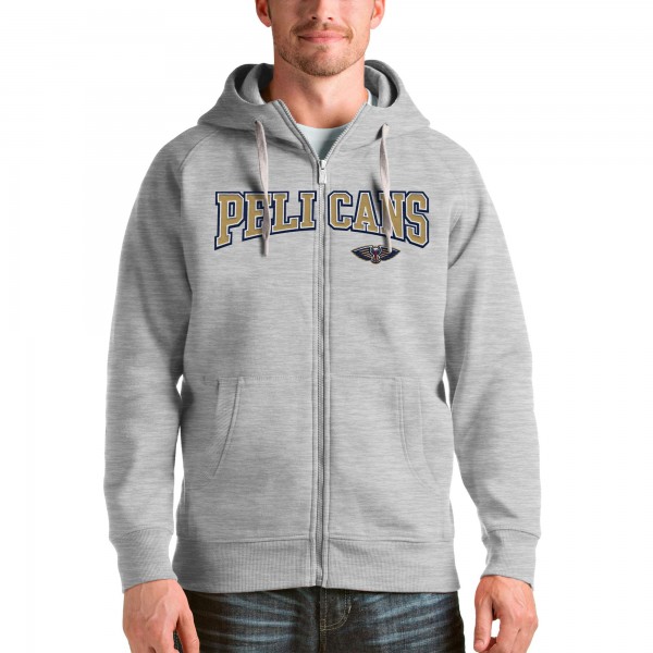 Толстовка на молнии New Orleans Pelicans Antigua Victory - Heathered Gray - фирменная одежда NBA