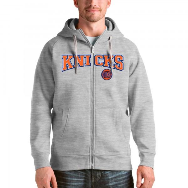 Толстовка на молнии New York Knicks Antigua Victory - Heathered Gray - фирменная одежда NBA