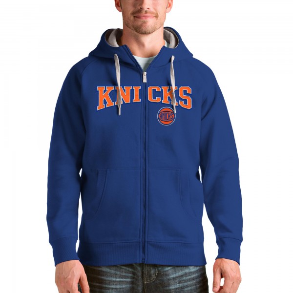 Толстовка на молнии New York Knicks Antigua Victory - Royal - фирменная одежда NBA