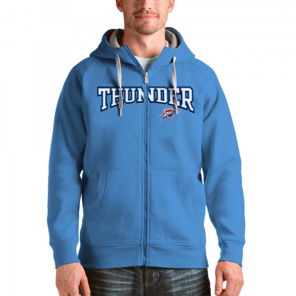 Толстовка на молнии Oklahoma City Thunder Antigua Light Blue Victory