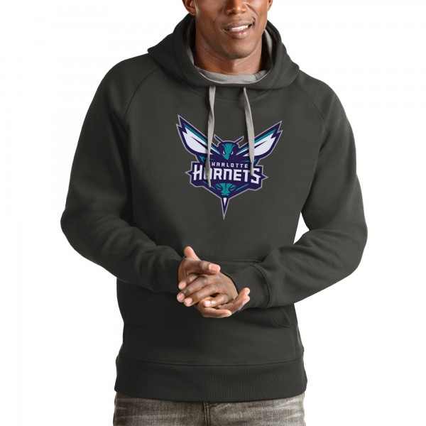 Толстовка с капюшоном Charlotte Hornets Antigua Logo Victory - Charcoal - фирменная одежда NBA