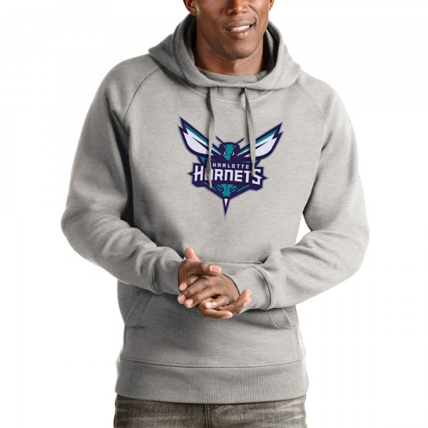 Толстовка с капюшоном Charlotte Hornets Antigua Logo Victory - Heathered Gray - фирменная одежда NBA