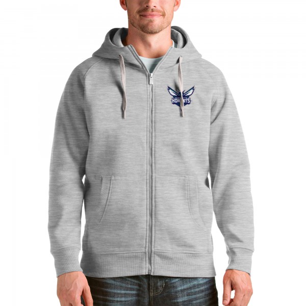 Толстовка на молнии Charlotte Hornets Antigua Logo Victory - Heathered Gray - фирменная одежда NBA